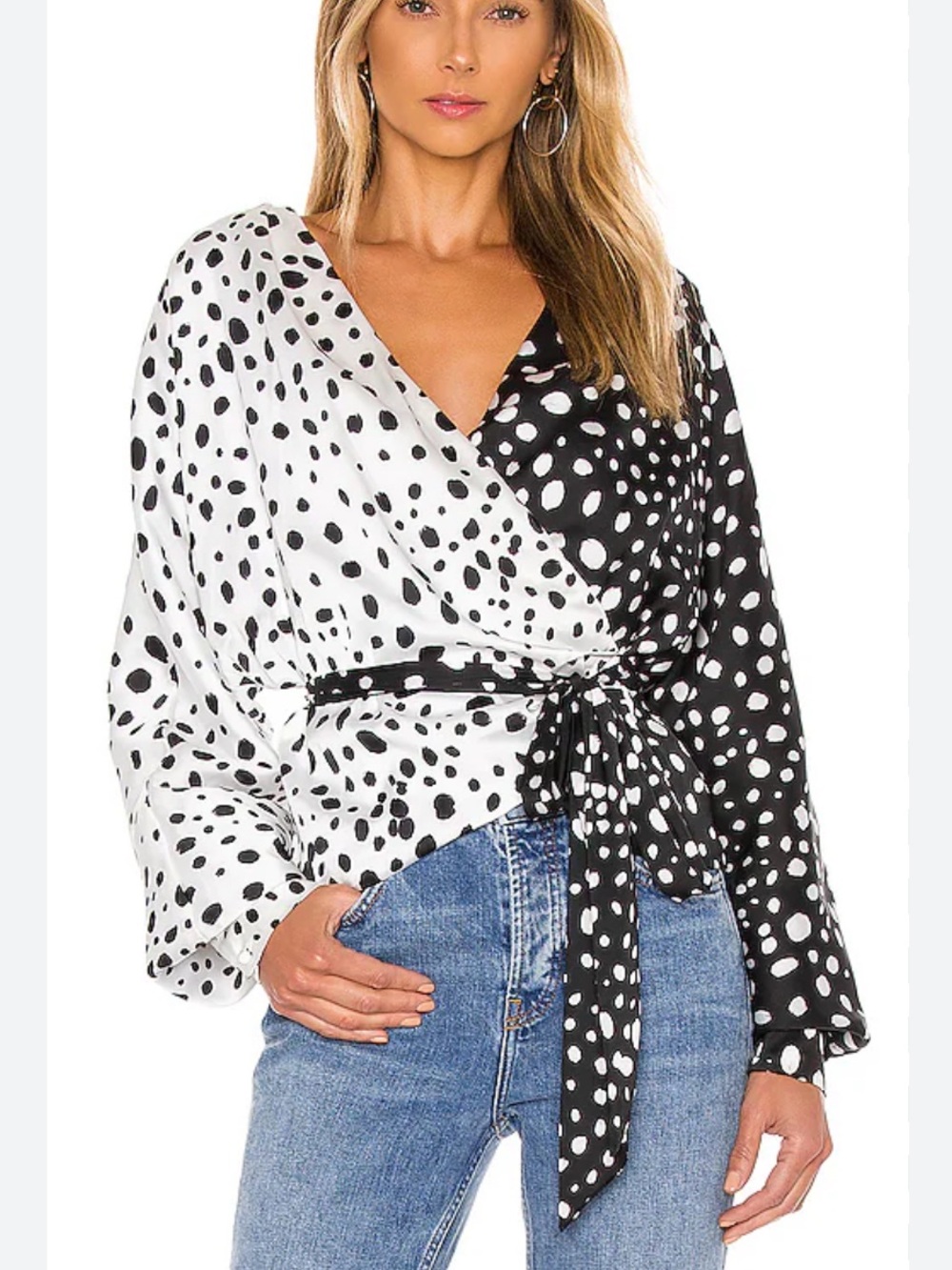 LPA Dolman Wrap Top in Black & White Austin Print - Size XS